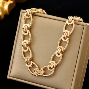 Boho Golden-Tone Handmade Metal Chain Necklace